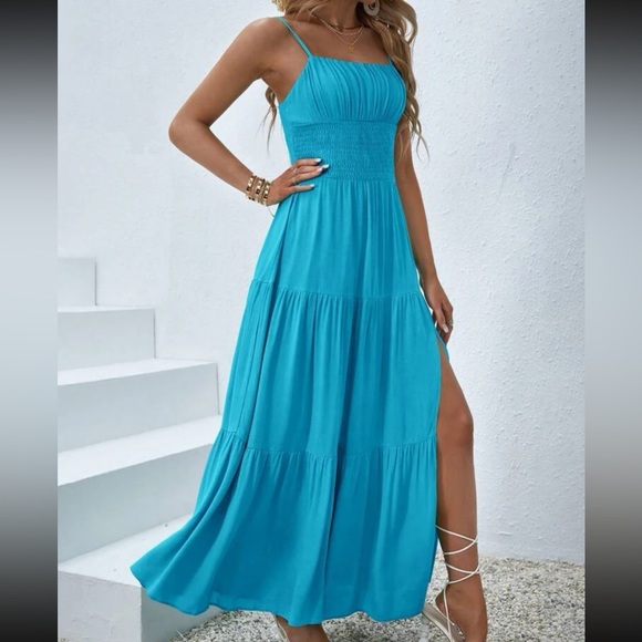 Boho ruched bustier ruffle hem cami dress - Picture 5 of 6